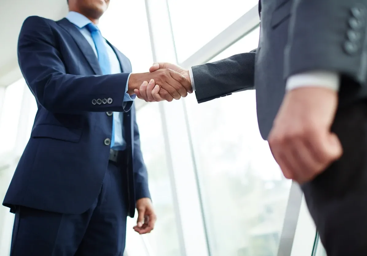 Professional handshake near window